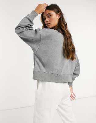 nike swoosh logo crew neck sweat in grey