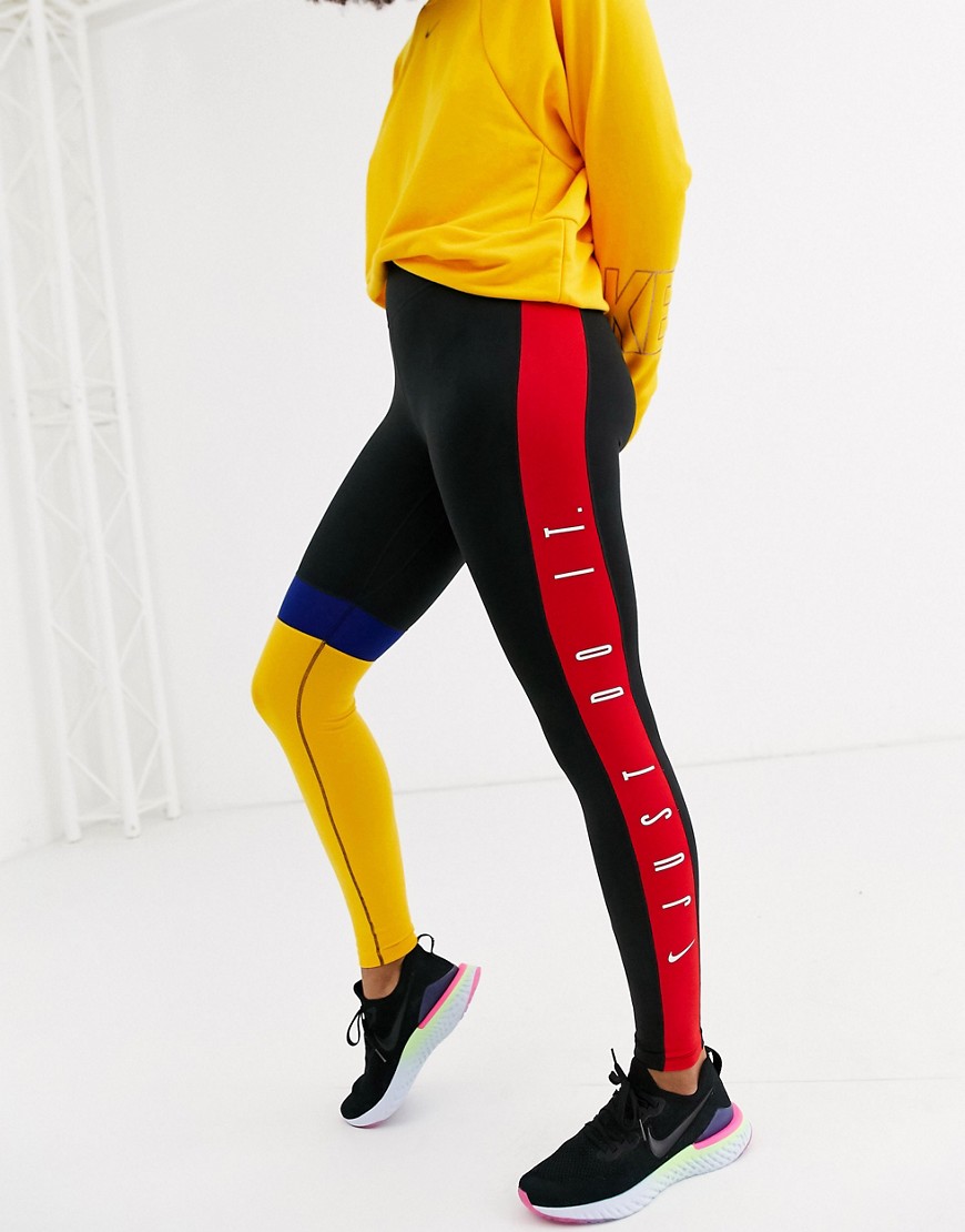 Nike Training crop leggings in colourblock-Black