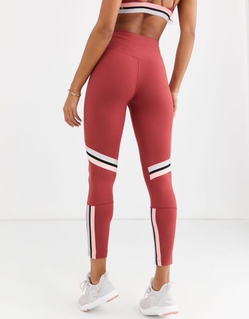 Nike Training - Cropped legging met glitter en gouden rand in roze, 2 van 4