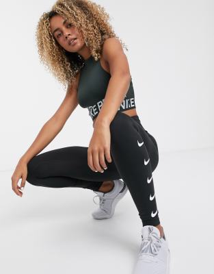 nike training crossover crop top in black
