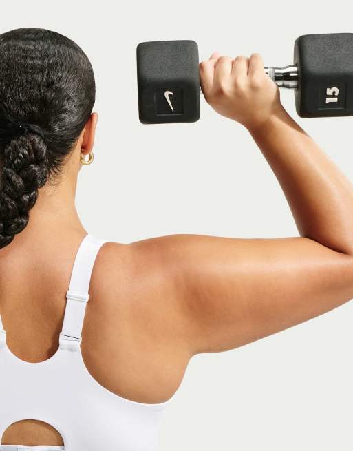 Nike Training Curve Indy brassière sportiva imbottita regolabile ad alto sostegno bianca, 2 di 4
