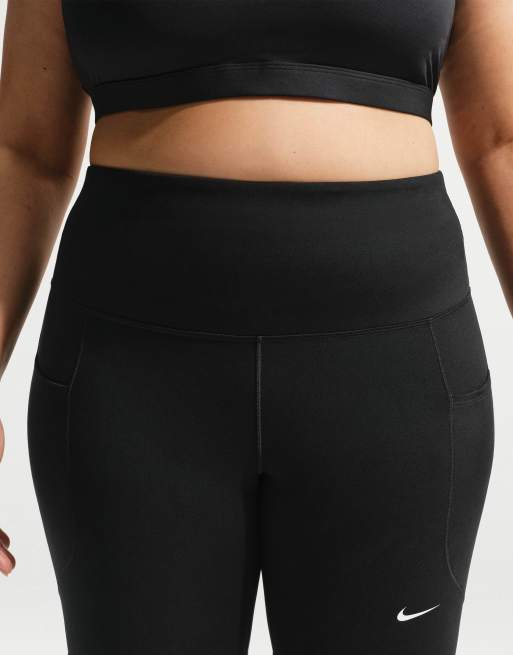 Nike Training Curve short met hoge taille, zakken en 8 inch in zwart, 2 van 4
