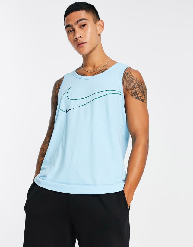 Nike Training Dri-FIT 6/1 Pack logo tank top in blue