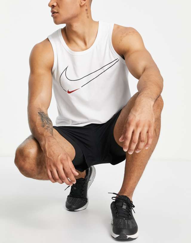 Nike Training Dri-FIT 6/1 Pack logo tank top in white