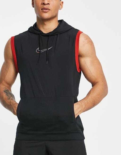 Nike Training Dri FIT 6 1 Pack sleeveless fleece hoodie in black