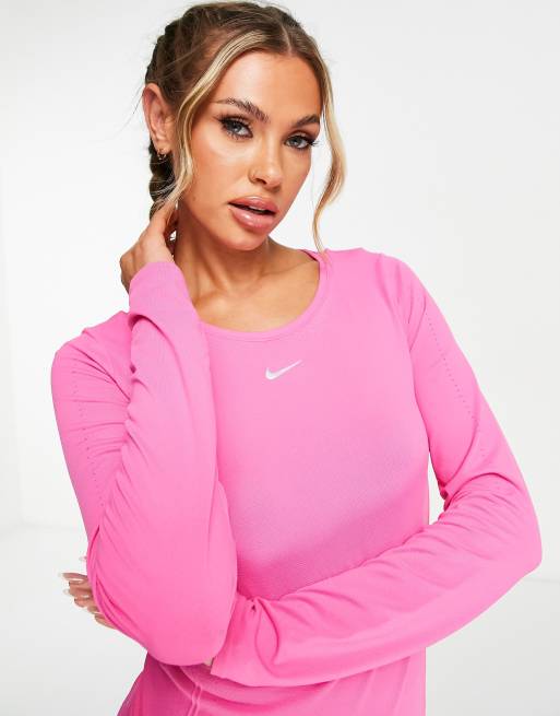 Pink long sleeve store dri fit shirt