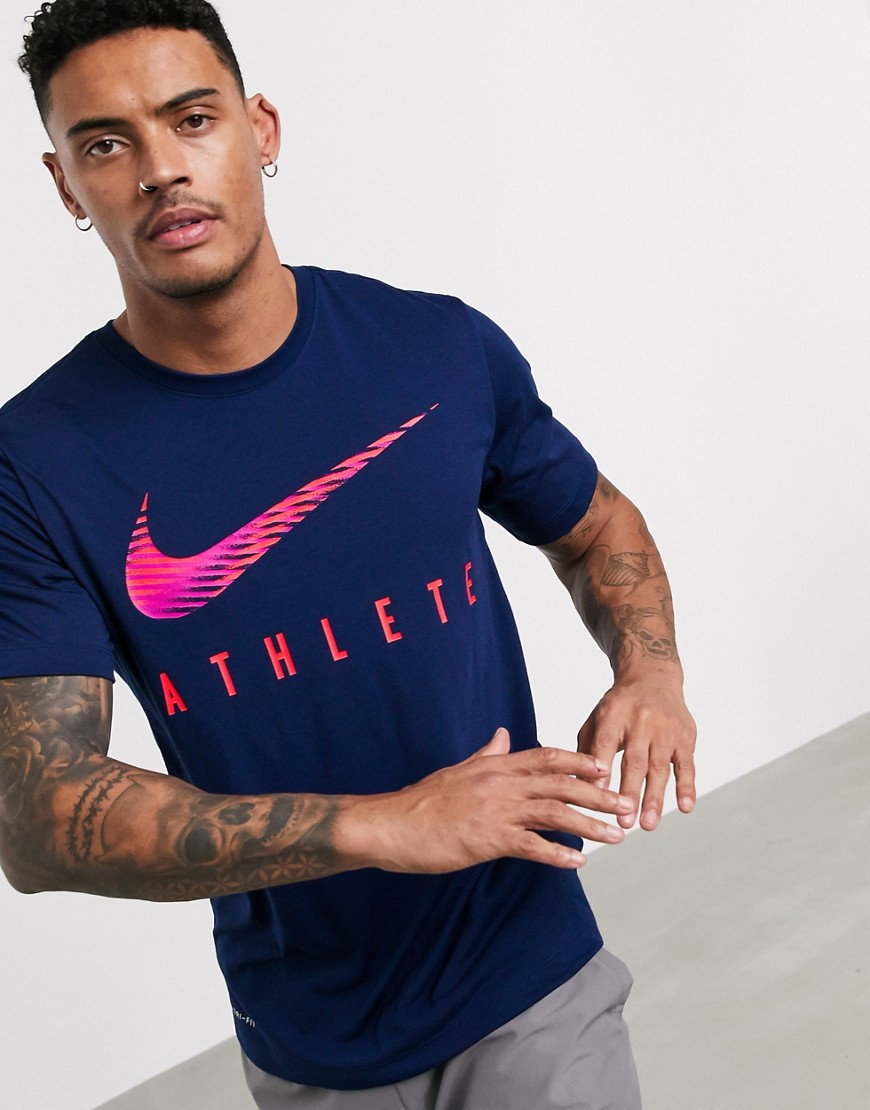 Nike Training Dri-Fit athlete t-shirt in blue-Black