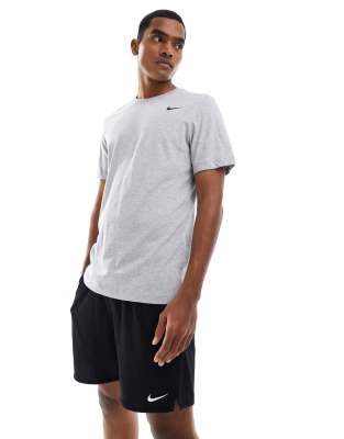 Training - Dri-FIT - Baumwoll-T-Shirt in Grau-Schwarz Schwarz S