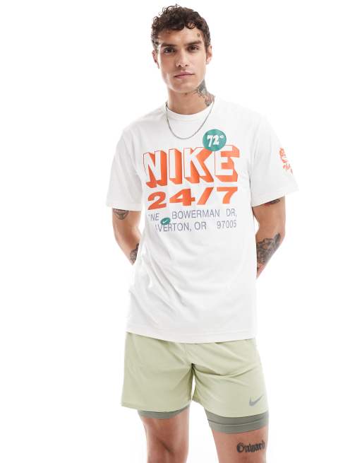 Nike Training Dri-Fit bodega graphic t-shirt in white and orange