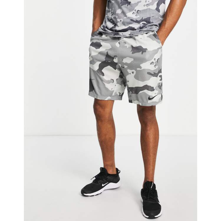 Nike Training Dri FIT camo print shorts in gray ASOS