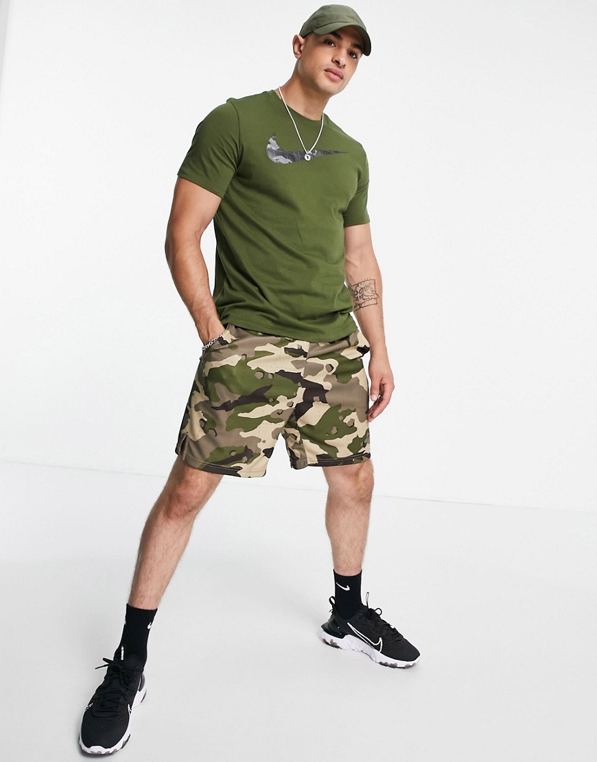 Nike Training Dri-FIT camo swoosh t-shirt in green