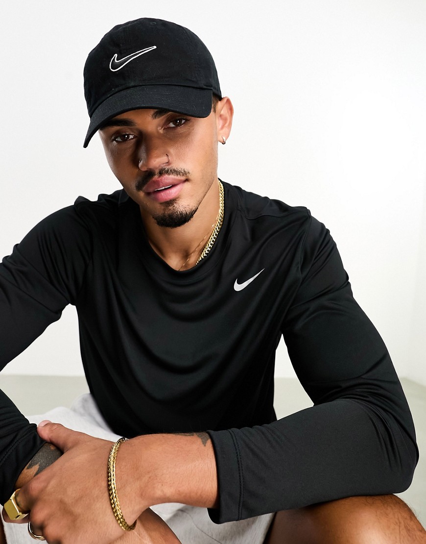 Nike Training Dri-FIT chest swoosh long sleeve in back-Black