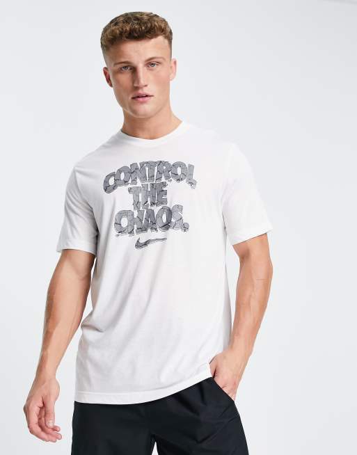 Nike Training Dri FIT Control The Chaos logo T shirt in white ASOS