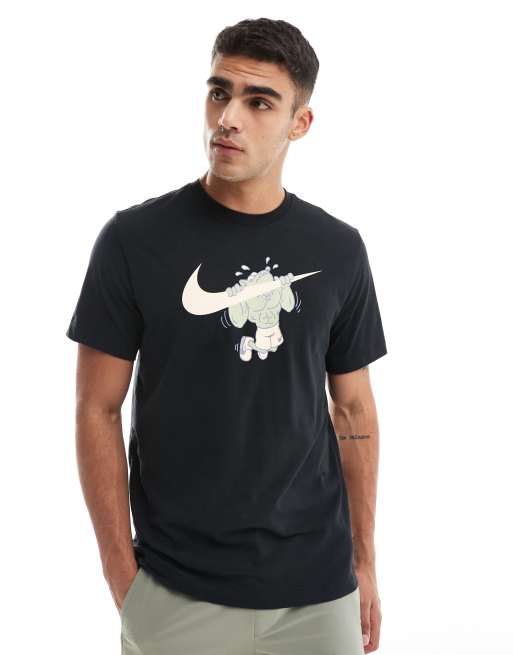 Nike Training – Dri-FIT – Czarny T-shirt z nadrukiem z motywem podciągnięcia na drążku