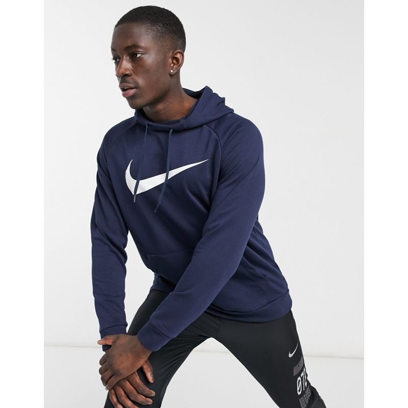 Qesbs Palestra e allenamento Nike Training - Dri-FIT - Felpa con cappuccio e logo Nike blu navy