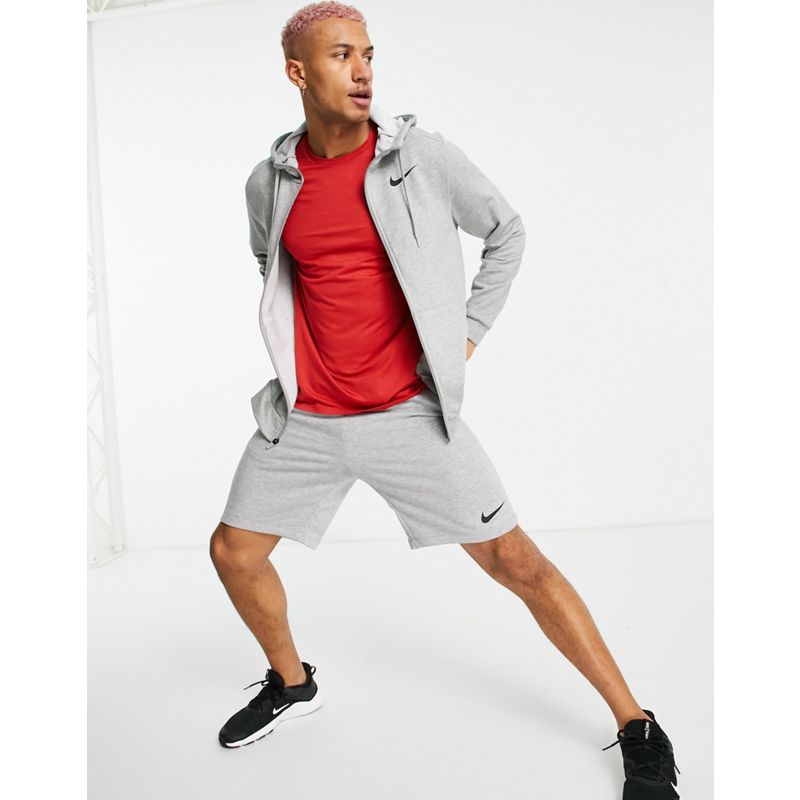 odwwN Uomo Nike Training - Dri-FIT - Felpa con cappuccio grigio chiaro con cerniera lampo