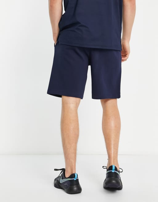 Navy blue nike fleece hot sale shorts