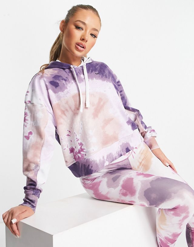 Nike Training Dri-FIT fleece tie dye hoodie in purple/multi