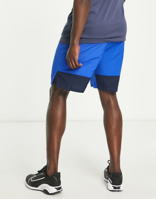 Nike Training Dri-FIT flex woven 9 inch shorts in blue