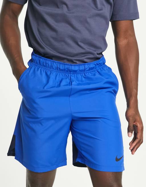 Buy the Nike Nike Flex Woven Training Shorts in Navy Blue on