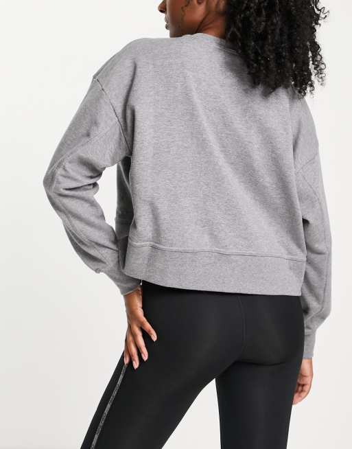 Nike Training Dri FIT Get Fit Just Do It crew neck crop sweatshirt in gray