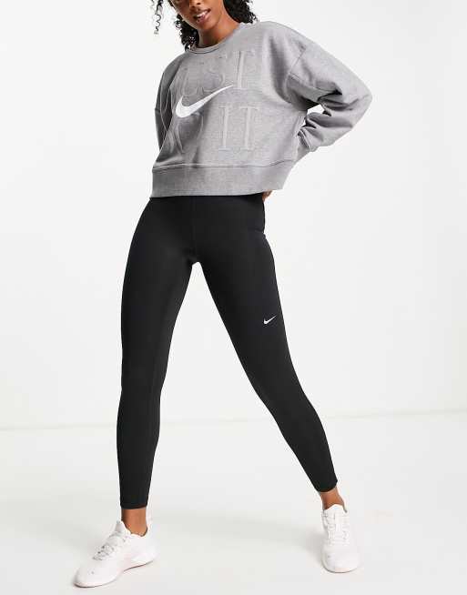 Nike Training Dri FIT Get Fit Just Do It crew neck crop sweatshirt in gray