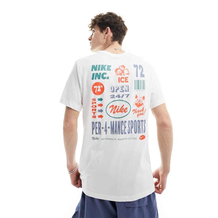 Nike white sports t shirt best sale