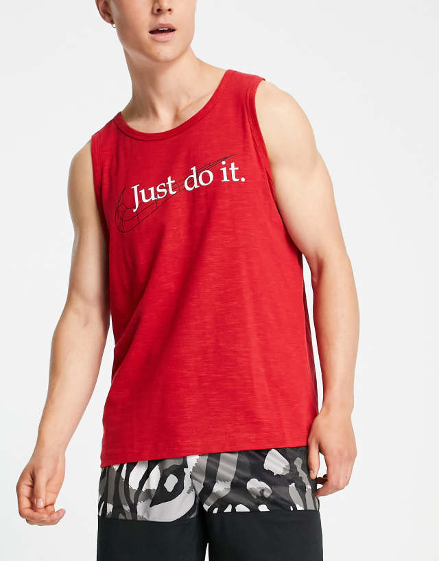 Nike Training Dri-FIT HBR slub tank top in red