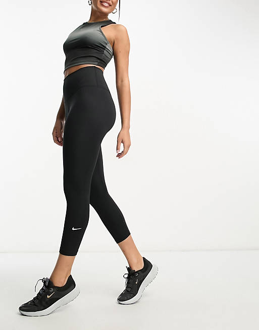 Nike Training Dri-FIT high rise cropped leggings in black | ASOS