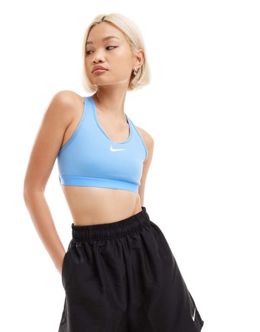  Nike Training Dri-Fit high support swoosh sports bra in blue