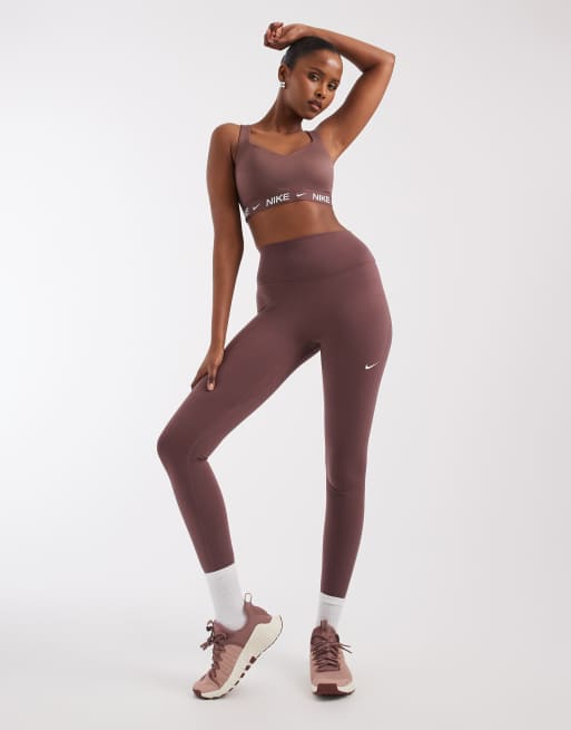 Nike Training Dri-FIT Indy high support sports bra in dark purple, 2 of 4