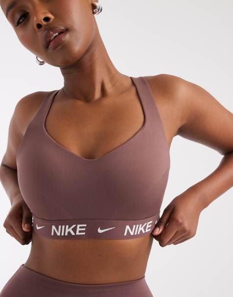 Nike Training – Dri-FIT Indy – Mörklila sportbehå med högt stöd - view 1