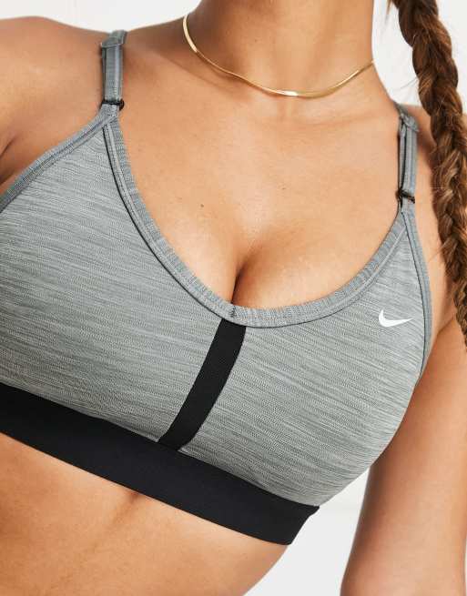 Nike Performance INDY V NECK BRA PLUS - Light support sports bra -  white/grey fog/particle grey/white - Zalando.de