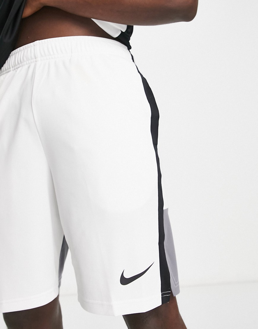 Nike Training Dri-FIT Knit Hybrid 9-inch shorts in white