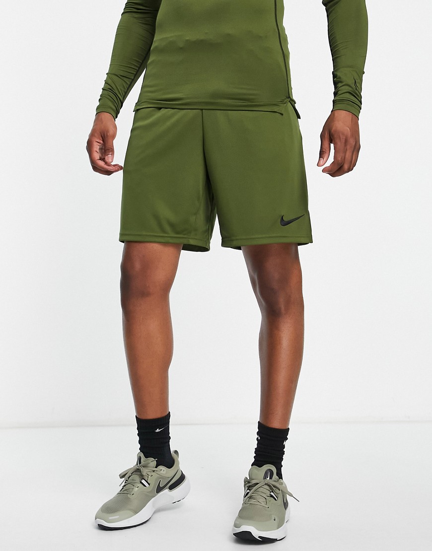 Nike Training Dri-FIT knitted 6-inch shorts in khaki-Green
