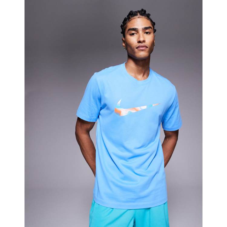 Nike Training Dri-FIT lava swoosh graphic t-shirt in blue ASOS