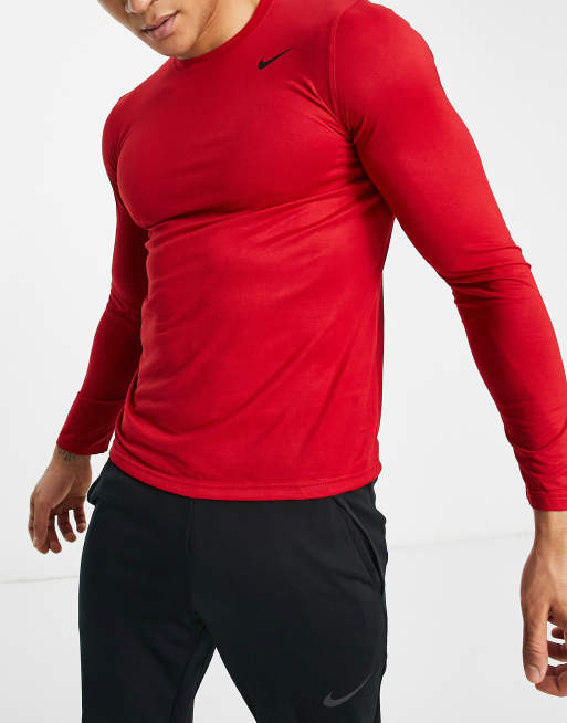 Long sleeve hot sale red nike shirt