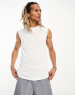 Nike Fast Slim-fit Dri-fit Mesh Tank Top In White