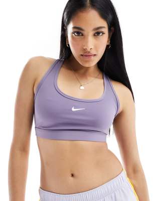 Nike Training Dri-Fit light support sports bra in purple-Blue