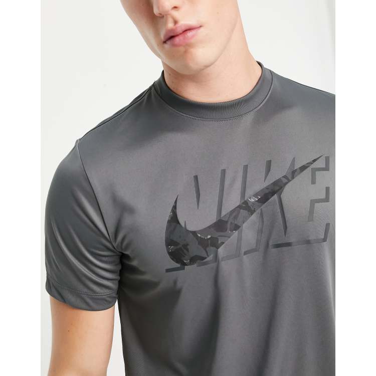 Nike Training Dri Fit logo t shirt in grey ASOS