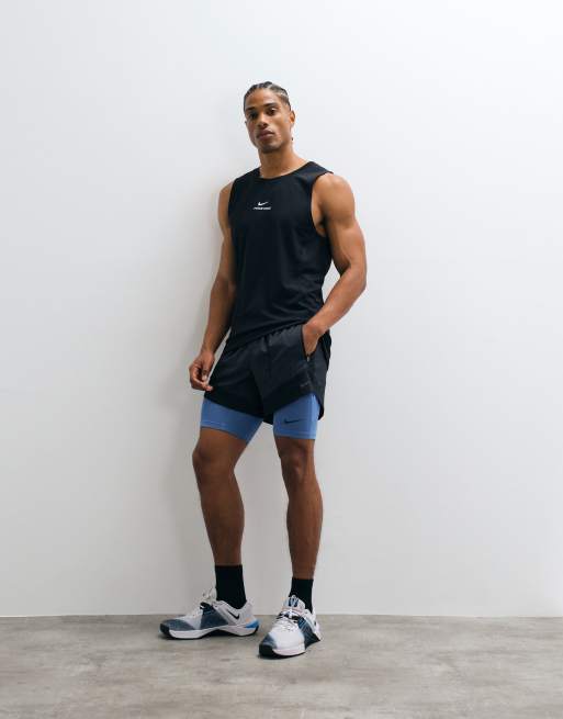 Nike Training DRI-Fit long shorts in blue, 2 of 5