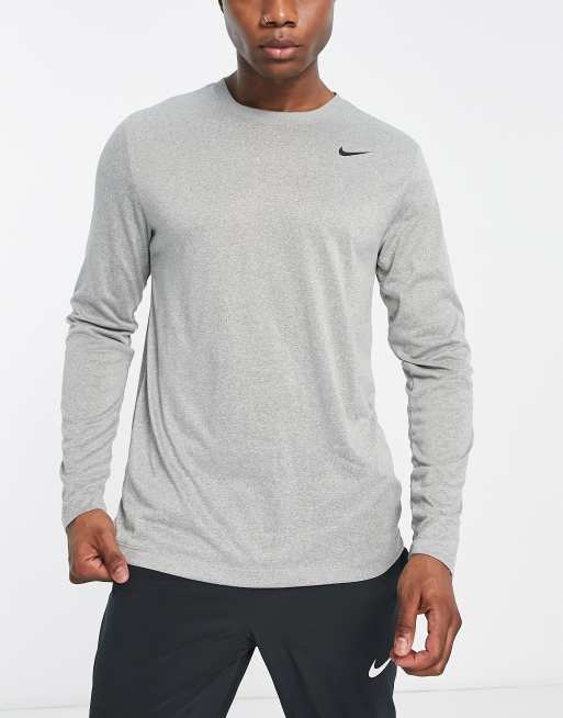 Nike Training Dri-Fit long sleeve t-shirt in grey | ASOS