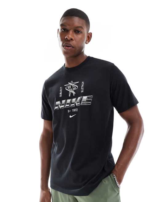 Nike Training Dri FIT metallic graphic logo t shirt in black ASOS