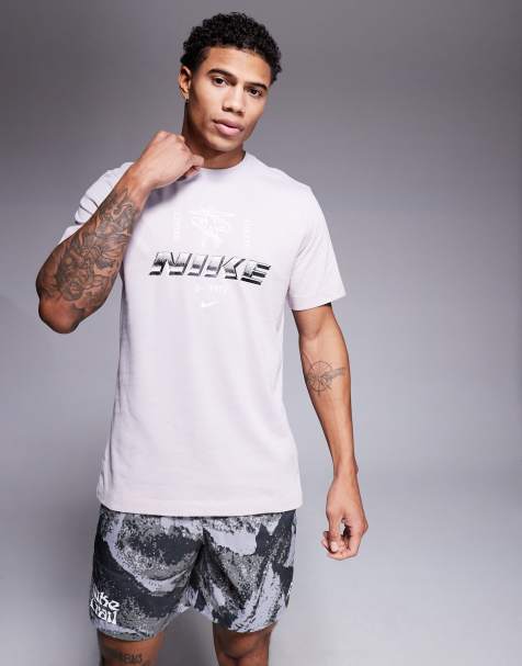 Nike Training Dri-FIT metallic graphic logo t-shirt in light purple - view 1