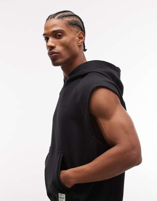 Nike Training - Dri-FIT - Mouwloze fleece hoodie in zwart, 3 van 5