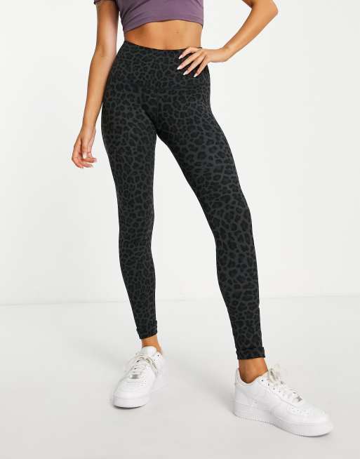 Legging Black White Print  Leggings Leopard Sports White - Black