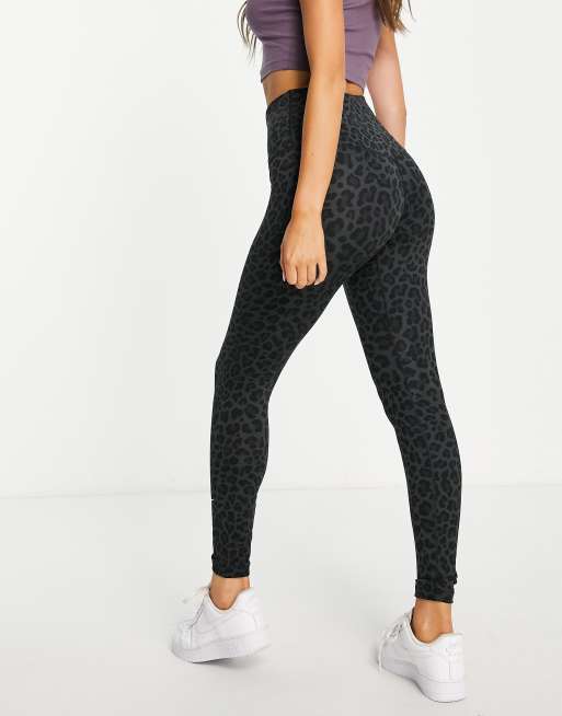 Nike Training Dri-FIT One high-waisted leopard print leggings in black