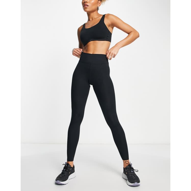 Nike Training Dri-FIT One Luxe 7/8 ribbed leggings in black