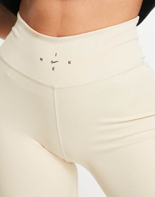 Nike One Luxe Dri-FIT Rib Leggings in Sand Drift