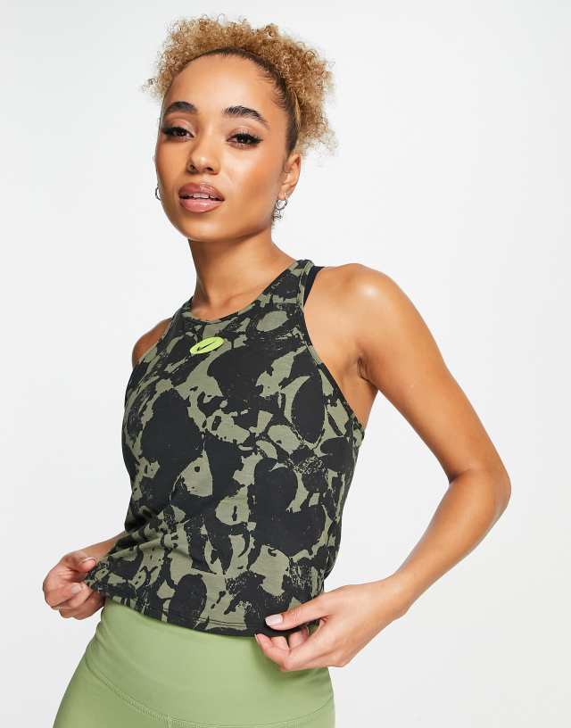 Nike Training Dri-FIT One Luxe Icon Clash all over print tank top in khaki